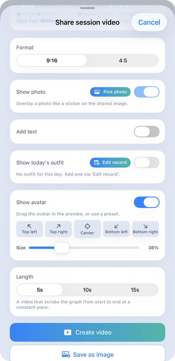 Share card template — layout and color