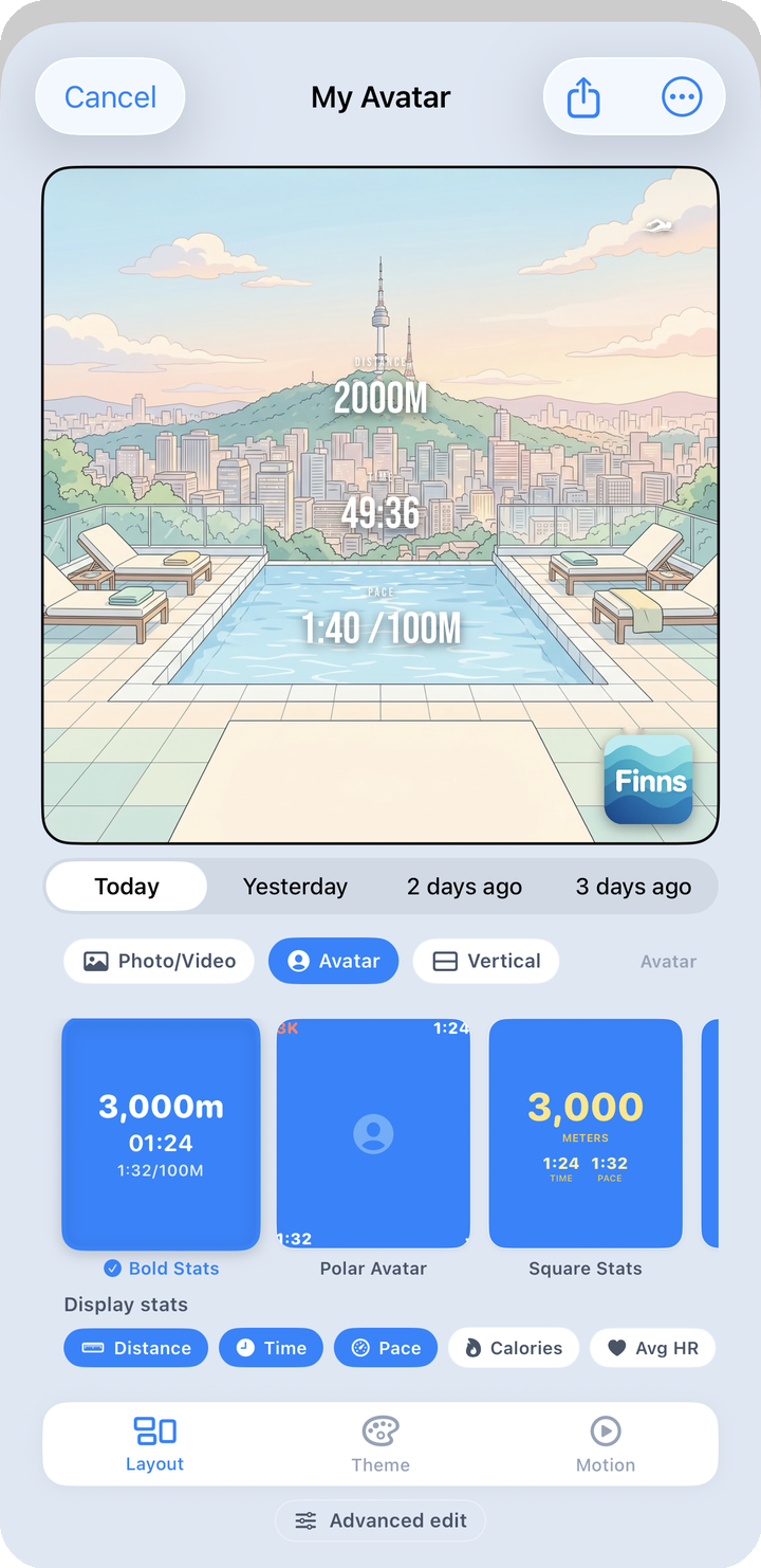 My Avatar — lap visualization picker