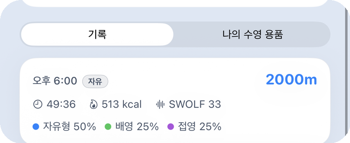 기록 달력 — 선택 날짜 세션 미리보기 카드