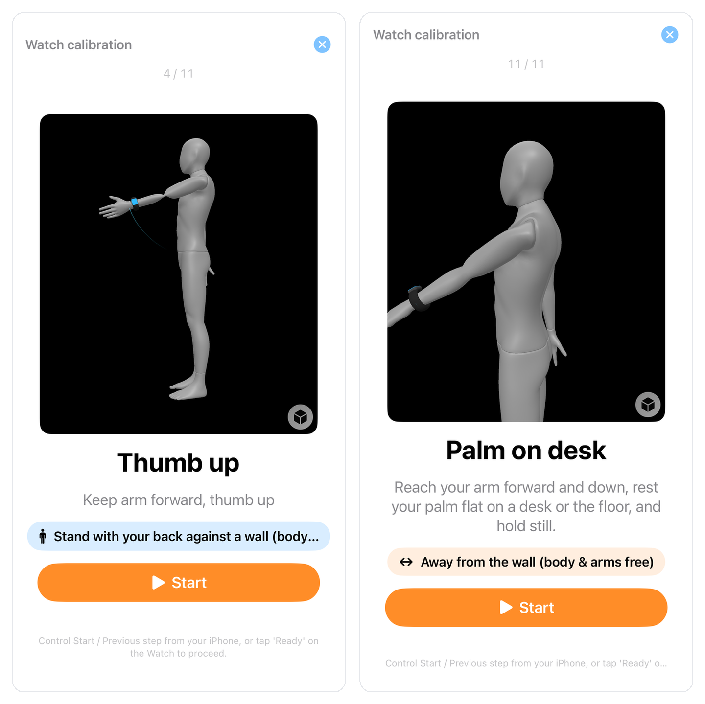 Pose-by-pose 3D preview — the avatar shows each target pose first